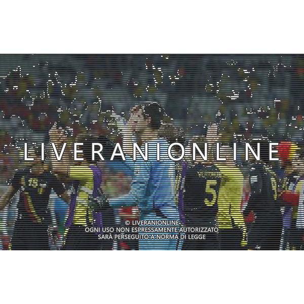 (140626) -- SAO PAULO, June 26, 2014 () -- Belgium\'s players applaud the audience after a Group H match between Korea Republic and Belgium of 2014 FIFA World Cup at the Arena de Sao Paulo Stadium in Sao Paulo, Brazil, on June 26, 2014. Belgium won 1-0 over Korea Republic on Thursday. Belgium and Algeria enter Round of 16 from Group H. (/Chen Jianli)(pcy) ©PHOTOHOT/Agenzia Aldo Liverani sas - ITALY ONLY - EDITORIAL USE ONLY