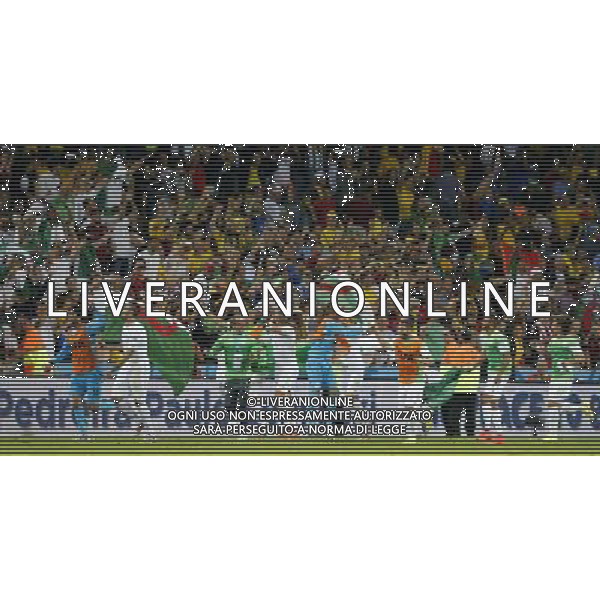 (140626) -- CURITIBA, June 26, 2014 () -- Algeria\'s players celebrate after a Group H match between Algeria and Russia of 2014 FIFA World Cup at the Arena da Baixada Stadium in Curitiba, Brazil, June 26, 2014. Algeria enters Round of 16 after the Thursday match which ended in a 1-1 draw.(/Zhou Lei) ©PHOTOHOT/Agenzia Aldo Liverani sas - ITALY ONLY - EDITORIAL USE ONLY