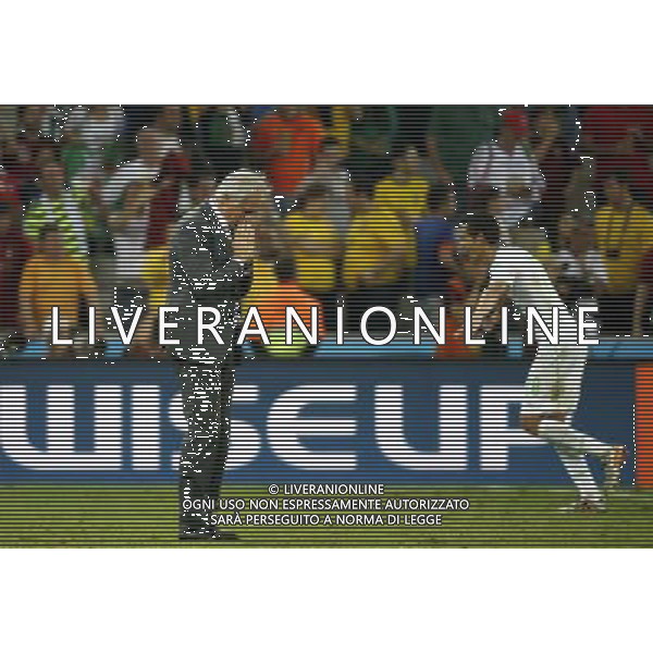 (140626) -- CURITIBA, June 26, 2014 () -- Algeria\'s coach Vahid Halilhodzic celebrates after a Group H match between Algeria and Russia of 2014 FIFA World Cup at the Arena da Baixada Stadium in Curitiba, Brazil, June 26, 2014. The match ended in a 1-1 draw.Algeria enters Round of 16 after the Thursday match which ended in a 1-1 draw.(/Liao Yujie) ©PHOTOHOT/Agenzia Aldo Liverani sas - ITALY ONLY - EDITORIAL USE ONLY