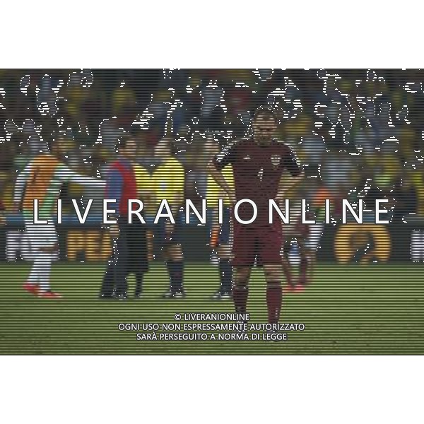 (140626) -- CURITIBA, June 26, 2014 () -- Russia\'s Sergey Ignashevich reacts after a Group H match between Algeria and Russia of 2014 FIFA World Cup at the Arena da Baixada Stadium in Curitiba, Brazil, June 26, 2014. The match ended in a 1-1 draw.Algeria enters Round of 16 after the Thursday match which ended in a 1-1 draw.(/Liao Yujie) ©PHOTOHOT/Agenzia Aldo Liverani sas - ITALY ONLY - EDITORIAL USE ONLY