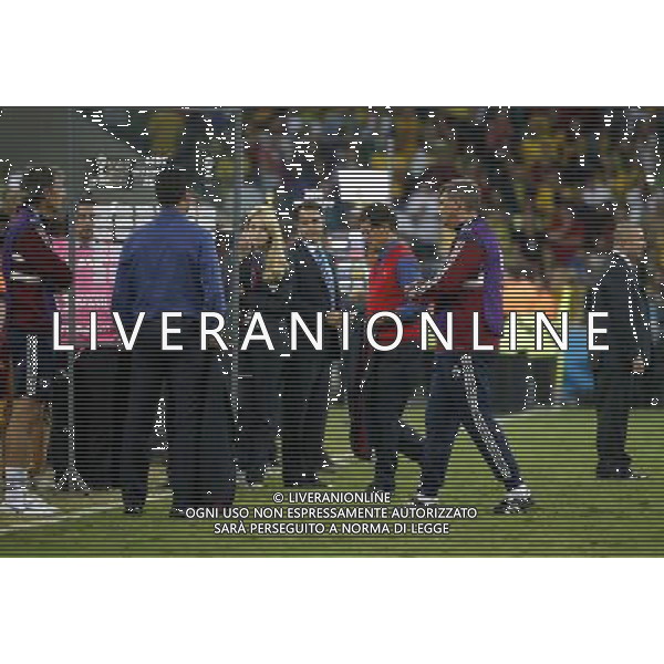 (140626) -- CURITIBA, June 26, 2014 () -- Russia\'s coach Fabio Capello (3rd R) leaves the field after a Group H match between Algeria and Russia of 2014 FIFA World Cup at the Arena da Baixada Stadium in Curitiba, Brazil, June 26, 2014. The match ended in a 1-1 draw.Algeria enters Round of 16 after the Thursday match which ended in a 1-1 draw.(/Liao Yujie) ©PHOTOHOT/Agenzia Aldo Liverani sas - ITALY ONLY - EDITORIAL USE ONLY