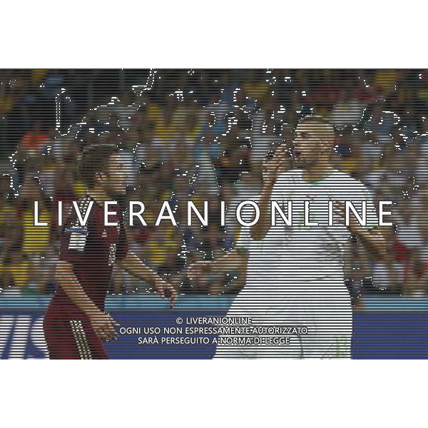 (140626) -- CURITIBA, June 26, 2014 () -- Algeria\'s Islam Slimani (R) reacts during a Group H match between Algeria and Russia of 2014 FIFA World Cup at the Arena da Baixada Stadium in Curitiba, Brazil, June 26, 2014. (/Liao Yujie) ©PHOTOHOT/Agenzia Aldo Liverani sas - ITALY ONLY - EDITORIAL USE ONLY