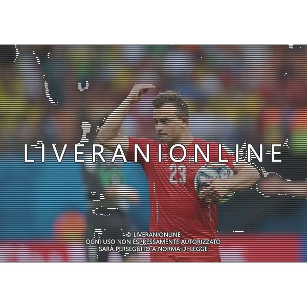 (140625) -- MANAUS, June 25, 2014 () -- Switzerland\'s Xherdan Shaqiri salutes to the audience after a Group E match between Honduras and Switzerland of 2014 FIFA World Cup at the Arena Amazonia Stadium in Manaus, Brazil, on June 25, 2014. Switzerland won 3-0 over Honduras on Wednesday. (/Li Ming)(pcy) ©PHOTOSHOT/Agenzia Aldo Liverani sas - ITALY ONLY - EDITORIAL USE ONLY