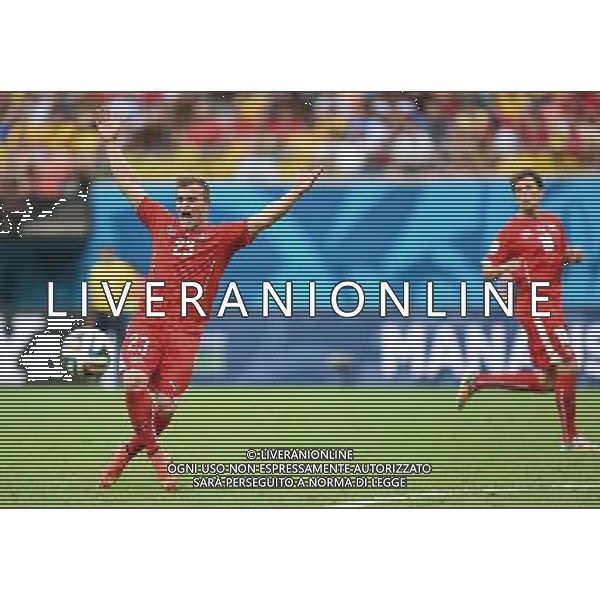 (140625) -- MANAUS, June 25, 2014 () -- Switzerland\'s Xherdan Shaqiri (L) reacts during a Group E match between Honduras and Switzerland of 2014 FIFA World Cup at the Arena Amazonia Stadium in Manaus, Brazil, on June 25, 2014.(/Liu Dawei)(pcy) ©PHOTOSHOT/Agenzia Aldo Liverani sas - ITALY ONLY - EDITORIAL USE ONLY
