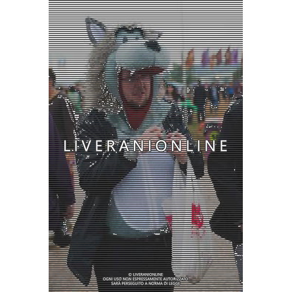 Fancy dress costumes at Glastonbury Festival 2014, Worthy Farm, Pilton, Somerset, UK on Thursday 26th June 2014. ©PHOTOHOT/Agenzia Aldo Liverani sas - ITALY ONLY - EDITORIAL USE ONLY