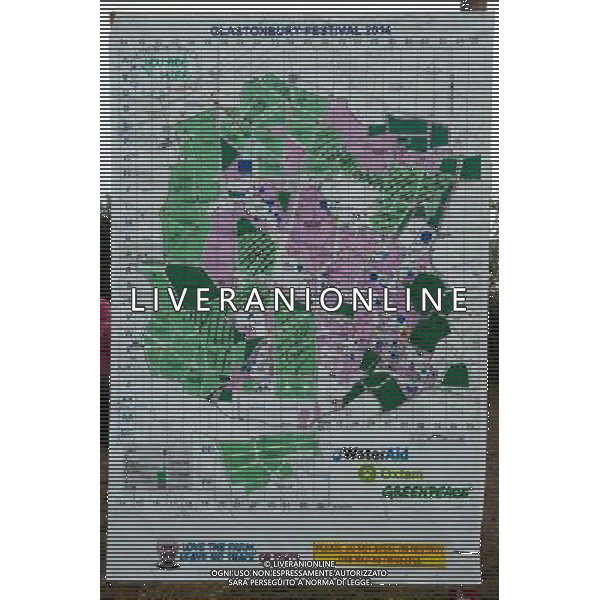 A map of the festival grounds showing several camping grounds full at Glastonbury Festival 2014, Worthy Farm, Pilton, Somerset, UK on Thursday 26th June 2014. ©PHOTOHOT/Agenzia Aldo Liverani sas - ITALY ONLY - EDITORIAL USE ONLY