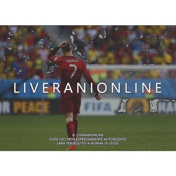 (140626) -- BRASILIA, June 26, 2014 () -- Portugal\'s Cristiano Ronaldo reacts after a Group G match between Portugal and Ghana of 2014 FIFA World Cup at the Estadio Nacional Stadium in Brasilia, Brazil, June 26, 2014. (/Liu Bin) ©photoshot/Agenzia Aldo Liverani sas - ITALY ONLY - EDITORIAL USE ONLY - PORTOGALLO GHANA CAMPIONATO DEL MONDO BRASILE 2014