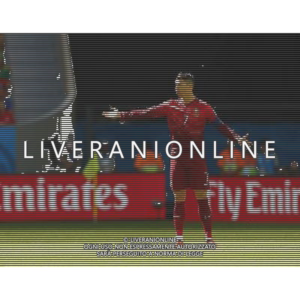 (140626) -- BRASILIA, June 26, 2014 () -- Portugal\'s Cristiano Ronaldo reacts during a Group G match between Portugal and Ghana of 2014 FIFA World Cup at the Estadio Nacional Stadium in Brasilia, Brazil, June 26, 2014. (/Liu Bin) ©photoshot/Agenzia Aldo Liverani sas - ITALY ONLY - EDITORIAL USE ONLY - PORTOGALLO GHANA CAMPIONATO DEL MONDO BRASILE 2014
