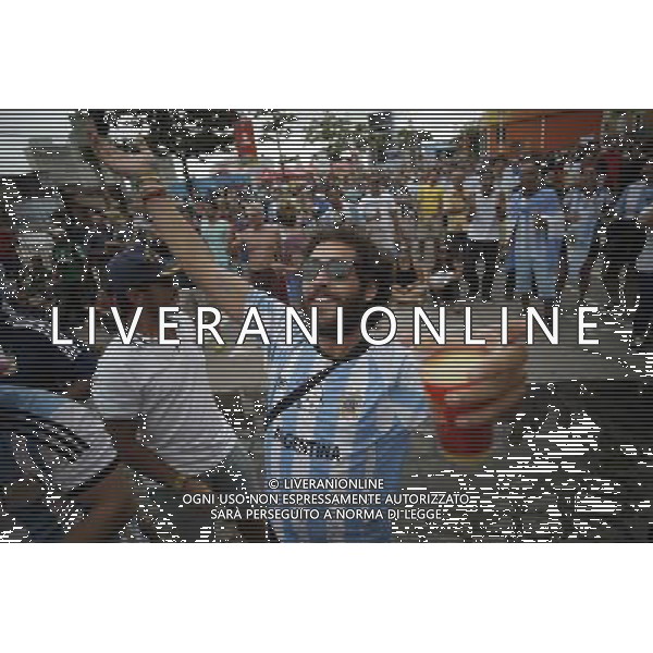 (140625) -- RECIFE, June 25, 2014 () -- A supporter of Argentina reacts while watching a Group F match between Argentina and Nigeria of 2014 FIFA World Cup on the FIFA Fan Fest in Recife, Brazil, June 25, 2014.(/Mauricio Valenzuela)(pcy) ©PHOTOSHOT/Agenzia Aldo Liverani sas - ITALY ONLY - EDITORIAL USE ONLY