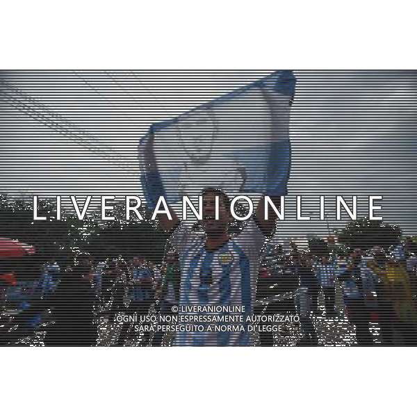 (140625) -- PORTO ALEGRE, June 25, 2014 () -- A supporter of Argentina cheers before a Group F match between Argentina and Nigeria of 2014 FIFA World Cup in Porto Alegre, Brazil, June 25, 2014.(/Jhon Paz)(pcy) ©PHOTOSHOT/Agenzia Aldo Liverani sas - ITALY ONLY - EDITORIAL USE ONLY