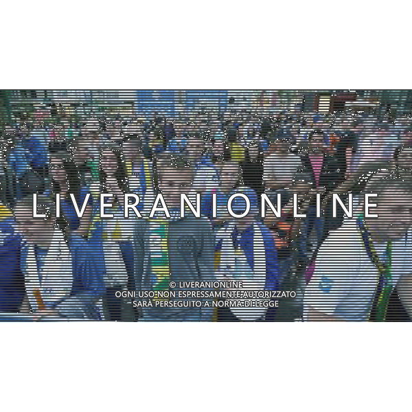 (140626) -- SARAJEVO, Jun. 26, 2014 () -- Fans cheer for the team as they watch the televised 2014 FIFA World Cup Group F match between Bosnia and Herzegovina and Iran, in front of the BBI Center at downtown Sarajevo, Bosnia Herzegovina, on June 25, 2014. Bosnia and Herzegovina won the match 3-1 but was disqualified for the knockout stage. (/Haris Memija) ©PHOTOSHOT/Agenzia Aldo Liverani sas - ITALY ONLY - EDITORIAL USE ONLY