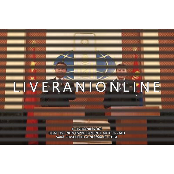 (140624)-- ULAN BATOR, June 24, 2014 (Xinhua) -- Chinese Foreign Minister Wang Yi (L) and Mongolian Foreign Minister Luvsanvandan Bold attend a press conference in Ulan Bator, Mongolia, on June 24, 2014. (Xinhua/Wang Ning)(bxq) ©PHOTOSHOT/Agenzia Aldo Liverani sas - ITALY ONLY - EDITORIAL USE ONLY