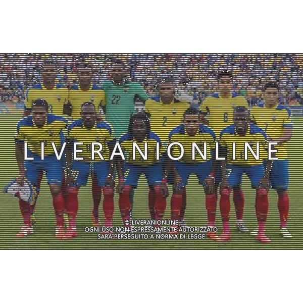 FIFA World Cup Brasile 2014 Gruppo E Rio de Janeiro - 25.06.2014 Ecuador-Francia Nella Foto:Ecuador Squadra Formazione Dominguez,Guagua,Erazo,Paredes,Noboa,Montero,Ayovi,Valencia E,Minda,Arroyo,Valencia A /Ph.Vitez-Ag. Aldo Liverani