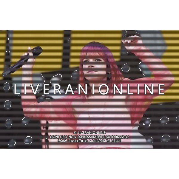 Lily Allen (born Lily Rose Allen) performs at Glastonbury Festival 2014, Worthy Farm, Pilton, Somerset, UK on Friday 27th June 2014. The Pyramid and Other Stages were closed and power shut whilst a lightning storm struck the festival. AG ALDO LIVERANI SAS ONLY ITALY