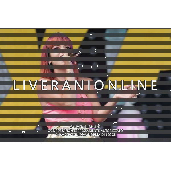 Lily Allen (born Lily Rose Allen) performs at Glastonbury Festival 2014, Worthy Farm, Pilton, Somerset, UK on Friday 27th June 2014. The Pyramid and Other Stages were closed and power shut whilst a lightning storm struck the festival. AG ALDO LIVERANI SAS ONLY ITALY