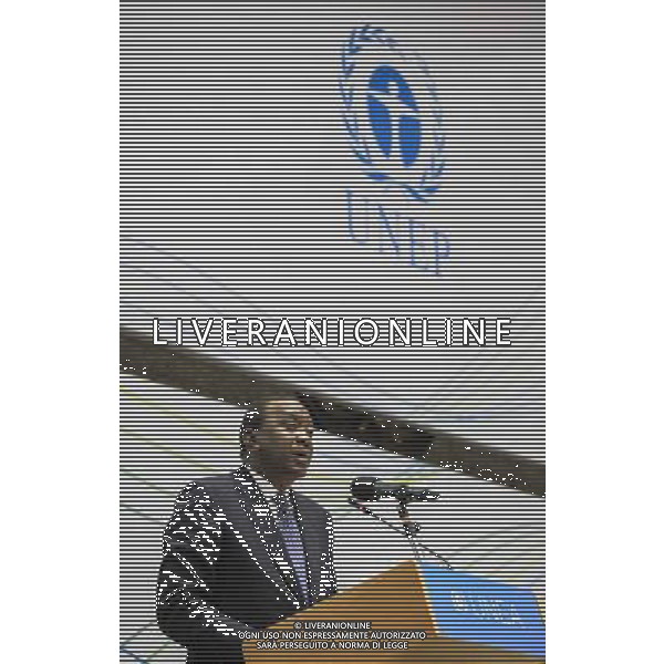 (140627) -- NAIROBI, June 27, 2014 () -- Kenyan president Uhuru Kenyatta addresses the closing session of the first UN Environment Assembly (UNEA) in Nairobi, capital of Kenya, June 27, 2014. The five-day UNEA with more than 1,200 delegates from governments, business and civil society attended lowered the curtain in Nairobi on Friday. (/Tian Guangyu) ©PHOTOSHOT/Agenzia Aldo Liverani sas - ITALY ONLY - EDITORIAL USE ONLY