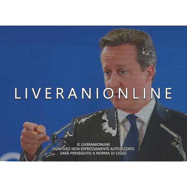 (140627) -- BRUSSELS, June 27, 2014 () -- British Prime Minister David Cameron holds a press conference after a European Union (EU) summit meeting in Brussels, Belgium, on June 27, 2014. The EU leaders announced in a statement Friday they aim to build a new energy and climate strategy for the next five years after a summit meeting in Brussels. (/Gong Bing) ©PHOTOSHOT/Agenzia Aldo Liverani sas - ITALY ONLY - EDITORIAL USE ONLY