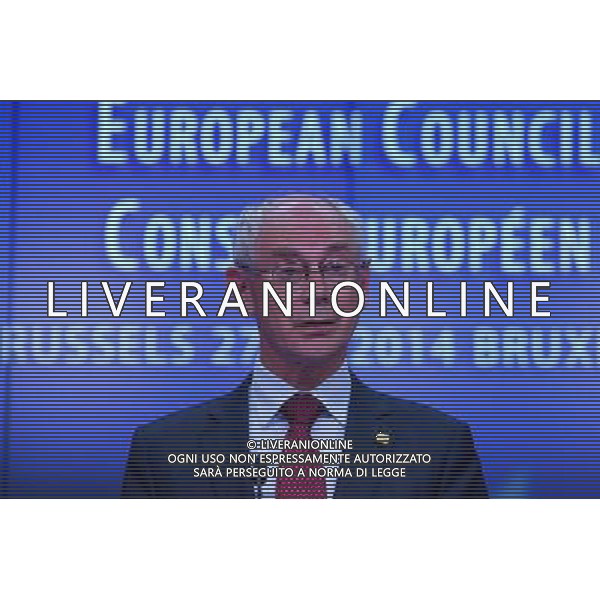 (140627) -- BRUSSELS, June 27, 2014 () -- European Council President Herman Van Rompuy speaks during a press conference after a European Union (EU) summit meeting in Brussels, Belgium, on June 27, 2014. The EU leaders announced in a statement Friday they aim to build a new energy and climate strategy for the next five years after a summit meeting in Brussels. (/Gong Bing) ©PHOTOSHOT/Agenzia Aldo Liverani sas - ITALY ONLY - EDITORIAL USE ONLY