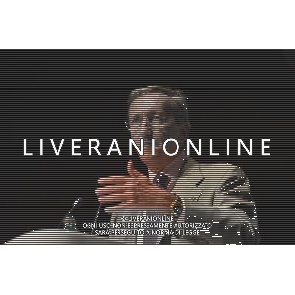 Gianfranco Fini alla convention del movimento \'Partecipa\' organizzato come ritorno ufficiale in politica all\'Eur di Roma 28 giugno 2014 ©Corradetti/AGENZIA ALDO LIVERANI SAS