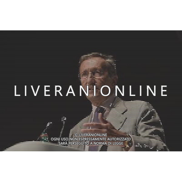 Gianfranco Fini alla convention del movimento \'Partecipa\' organizzato come ritorno ufficiale in politica all\'Eur di Roma 28 giugno 2014 ©Corradetti/AGENZIA ALDO LIVERANI SAS