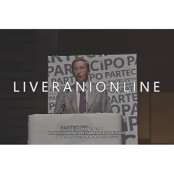 Gianfranco Fini alla convention del movimento \'Partecipa\' organizzato come ritorno ufficiale in politica all\'Eur di Roma 28 giugno 2014 ©Corradetti/AGENZIA ALDO LIVERANI SAS