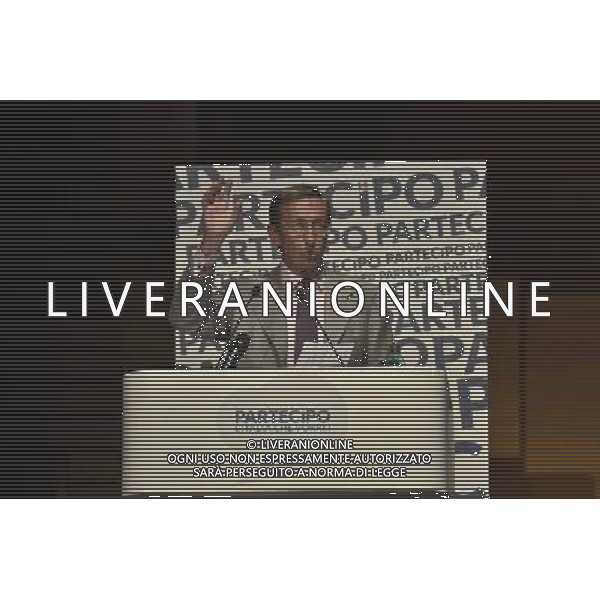 Gianfranco Fini alla convention del movimento \'Partecipa\' organizzato come ritorno ufficiale in politica all\'Eur di Roma 28 giugno 2014 ©Corradetti/AGENZIA ALDO LIVERANI SAS