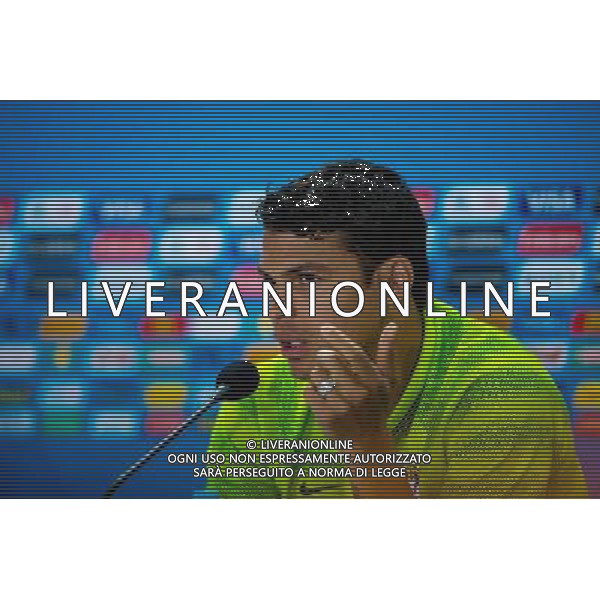 (140627) -- BELO HORIZONTE, June 27, 2014 () -- Brazil\'s Thiago Silva attends a press conference after a training session in Belo Horizonte, Brazil, June 27, 2014. Brazil\'s national football team participated in a training session for the first match of the Round of 16 here on Friday. (/Liu Bin)(xzj) ©PHOTOSHOT/Agenzia Aldo Liverani sas - ITALY ONLY - EDITORIAL USE ONLY