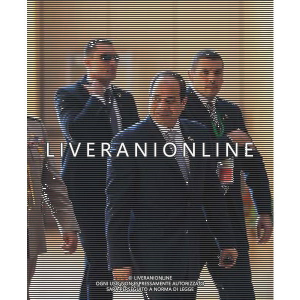 (140626) -- MALABO, June 26, 2014 () -- Egyptian President Abdel-Fattah al-Sisi (front) arrives at the Sipopo Conference Center to attend the opening ceremony of the 23rd Ordinary Session of the Assembly of African Union (AU) in Malabo, capital of Equatorial Guinea, June 26, 2014. Egyptian President Abdel-Fattah al-Sisi on Thursday called on African countries to find \'African solutions to African problems.\' (/Meng Chenguang)(bxq) ©PHOTOSHOT/Agenzia Aldo Liverani sas - ITALY ONLY - EDITORIAL USE ONLY
