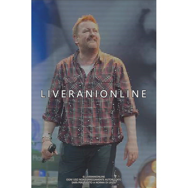 Guy Garvey of Elbow performing at Glastonbury Festival 2014, Worthy Farm, Pilton, Somerset, UK on Friday 27th June 2014. The Pyramid and Other Stages were closed and power shut whilst a lightning storm struck the festival. ©PHOTOSHOT/Agenzia Aldo Liverani sas - ITALY ONLY - EDITORIAL USE ONLY