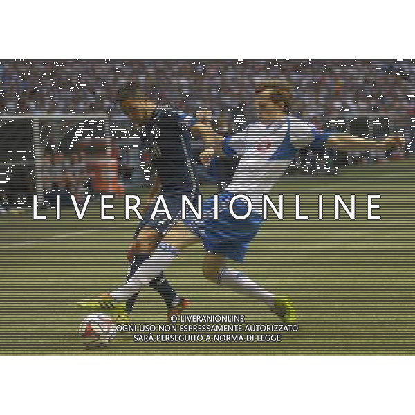 Vancouver Whitecaps\' Pedro Morales (L) vies with Montreal Impact\' Wandrille LefËvre during their MLS soccer match at BC Place in Vancouver, Canada, on June 25, 2014. Vancouver Whitecaps 0-0 draw with the Montreal Impact. ©PHOTOSHOT/Agenzia Aldo Liverani sas - ITALY ONLY - EDITORIAL USE ONLY