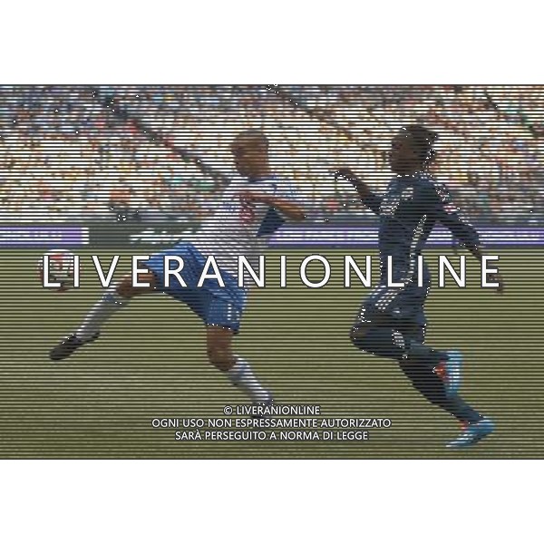 Vancouver Whitecaps\' Darren Mattocks (R) vies with Montreal Impact\' Matteo Ferrari during their MLS soccer match at BC Place in Vancouver, Canada, on June 25, 2014. Vancouver Whitecaps 0-0 draw with the Montreal Impact. ©PHOTOSHOT/Agenzia Aldo Liverani sas - ITALY ONLY - EDITORIAL USE ONLY