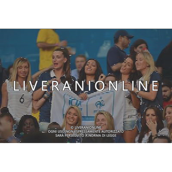 Copines des joueurs / Derriere: Fiona CABAYE / copine de Loic REMY / Mazda MAGUI / Ludivine SAGNA / Sandra EVRA - Devant: Elodie MAVUBA / Ludivine DEBUCHY - 25.06.2014 - France / Equateur - Coupe du Monde 2014 - Photo : Dave Winter / Icon Sport AG ALDO LIVERANI SAS ONLY ITALY