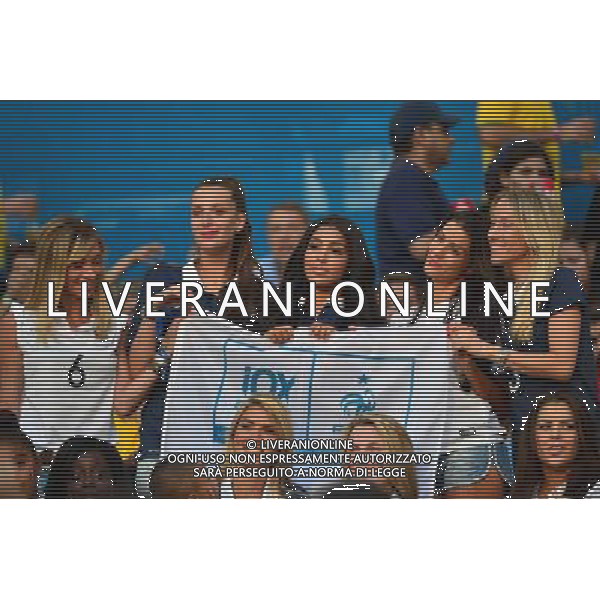Copines des joueurs / Derriere: Fiona CABAYE / copine de Loic REMY / Mazda MAGUI / Ludivine SAGNA / Sandra EVRA - Devant: Elodie MAVUBA / Ludivine DEBUCHY / copine de Paul POGBA - 25.06.2014 - France / Equateur - Coupe du Monde 2014 - Photo : Dave Winter / Icon Sport AG ALDO LIVERANI SAS ONLY ITALY