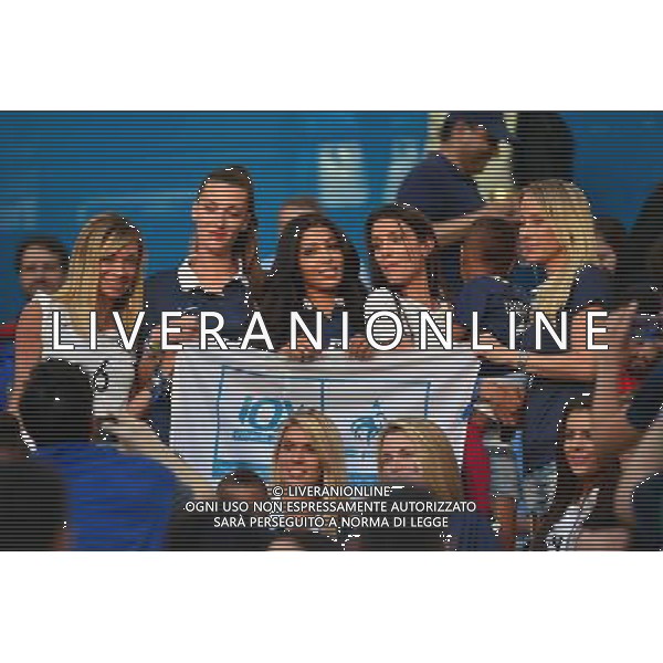 Derriere: Fiona CABAYE / copine de Loic REMY / Mazda MAGUI / Ludivine SAGNA / Sandra EVRA - Devant: Elodie MAVUBA / Ludivine DEBUCHY / copine de Paul POGBA / Camille TYTGAT - 25.06.2014 - France / Equateur - Coupe du Monde 2014 - Photo : Dave Winter / Icon Sport AG ALDO LIVERANI SAS ONLY ITALY