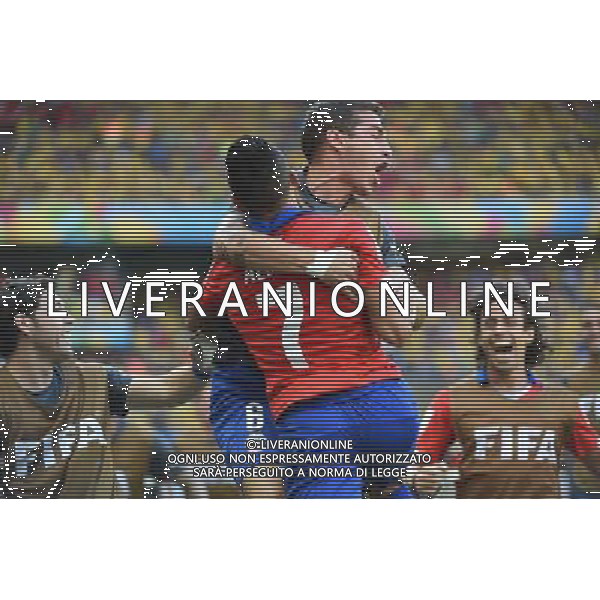 (140628) -- BELO HORIZONTE, June 28, 2014 () -- Chile\'s Alexis Sanchez (No.7) celebrates the goal during a Round of 16 match between Brazil and Chile of 2014 FIFA World Cup at the Estadio Mineirao Stadium in Belo Horizonte, Brazil, on June 28, 2014.(/Liu Dawei)(rh) AG ALDO LIVERANI SAS ONLY ITALY