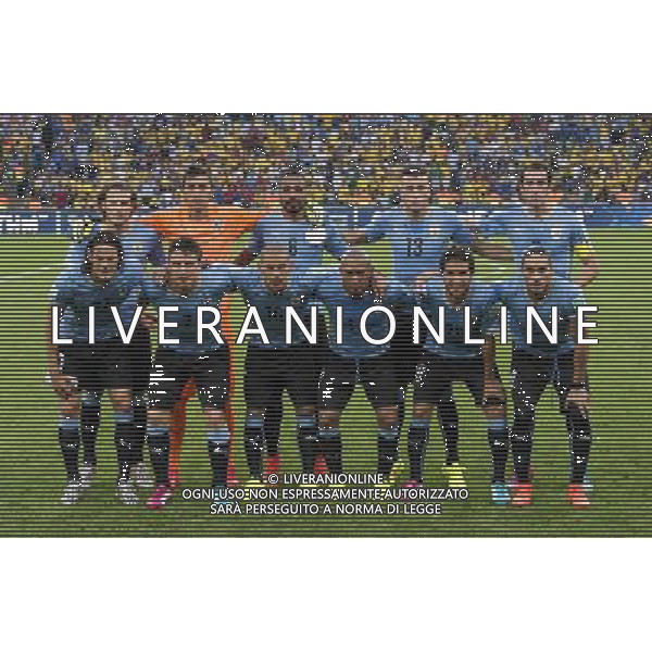 FIFA World Cup Brasile 2014 Ottavi di Finale Rio de Janeiro - 28.06.2014 Colombia-Uruguay Nella Foto:Uruguay Squadra Formazione Muslera,Godin,Pereira Alvaro,Rodriguez Cristian,Forlan,Gimenez,Pereira Maximiliano,Arevalo RIos,Gonzalez,Cavani,Caceres /Ph.Vitez-Ag. Aldo Liverani