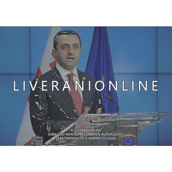 (140627) -- BRUSSELS, June 27, 2014 () -- Georgian Prime Minister Irakli Garibashvili addresses a press conference during the second day of the EU Summit at its headquaters in Brussels, Belgium, 27 June 2014. EU signs association agreements with Ukraine, Georgia and Moldova here on Friday, setting the stage for closer political ties and free trade between them. (/Ye Pingfan) AG ALDO LIVERANI SAS ONLY ITALY