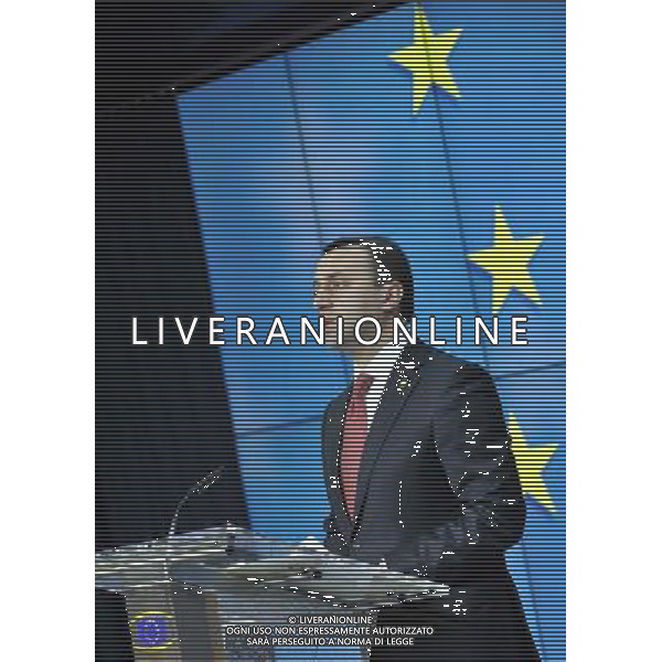 (140627) -- BRUSSELS, June 27, 2014 () -- Georgian Prime Minister Irakli Garibashvili addresses a press conference during the second day of the EU Summit at its headquaters in Brussels, Belgium, 27 June 2014. EU signs association agreements with Ukraine, Georgia and Moldova here on Friday, setting the stage for closer political ties and free trade between them. (/Ye Pingfan) AG ALDO LIVERANI SAS ONLY ITALY