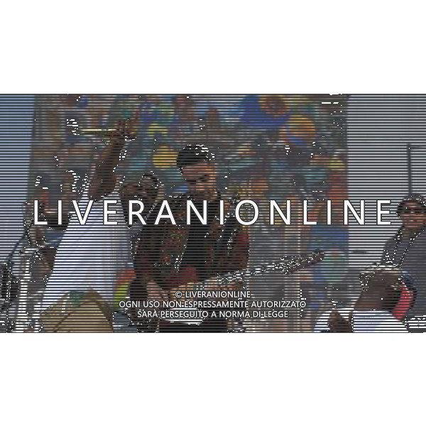 Pilton, UK, 27/06/2014 : Performances at Glastonbury Festival . Rudimental plays. Person Pictured: DJ Locksmith; Emir Amor, Leon Rolle. AG ALDO LIVERANI SAS ONLY ITALY