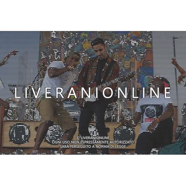 Pilton, UK, 27/06/2014 : Performances at Glastonbury Festival . Rudimental plays. Person Pictured: DJ Locksmith; Emir Amor, Leon Rolle. AG ALDO LIVERANI SAS ONLY ITALY