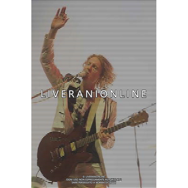 Canadian band Arcade Fire performing at Glastonbury Festival 2014, Worthy Farm, Pilton, Somerset, UK on Friday 27th June 2014. The Pyramid and Other Stages were closed and power shut whilst a lightning storm struck the festival. AG ALDO LIVERANI SAS ONLY ITALY