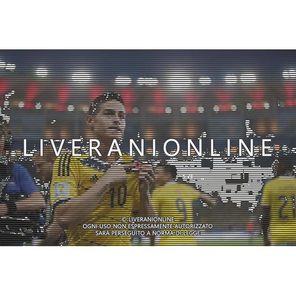 (140628) -- RIO DE JANEIRO, June 28, 2014 () -- Colombia\'s James Rodriguez celebrates a goal during a Round of 16 match between Colombia and Uruguay of 2014 FIFA World Cup at the Estadio do Maracana Stadium in Rio de Janeiro, Brazil, on June 28, 2014. Colombia won 2-0 over Uruguay and qualified for Quarter-finals on Saturday.(/Wang Lili)(pcy) ©PHOTOSHOT/Agenzia Aldo Liverani sas - ITALY ONLY - EDITORIAL USE ONLY - Uruguay vs Colombia Coppa del Mondo FIFA 2014 Estadio do Stadio Maracana\' di Rio de Janeiro, in Brasile, il 28 giugno 2014. La Colombia ha vinto per 2-0 contro l\'Uruguay e si qualifica per Quarti di finale