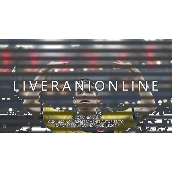(140628) -- RIO DE JANEIRO, June 28, 2014 () -- Colombia\'s James Rodriguez celebrates a goal during a Round of 16 match between Colombia and Uruguay of 2014 FIFA World Cup at the Estadio do Maracana Stadium in Rio de Janeiro, Brazil, on June 28, 2014. Colombia won 2-0 over Uruguay and qualified for Quarter-finals on Saturday.(/Wang Lili)(pcy) ©PHOTOSHOT/Agenzia Aldo Liverani sas - ITALY ONLY - EDITORIAL USE ONLY - Uruguay vs Colombia Coppa del Mondo FIFA 2014 Estadio do Stadio Maracana\' di Rio de Janeiro, in Brasile, il 28 giugno 2014. La Colombia ha vinto per 2-0 contro l\'Uruguay e si qualifica per Quarti di finale