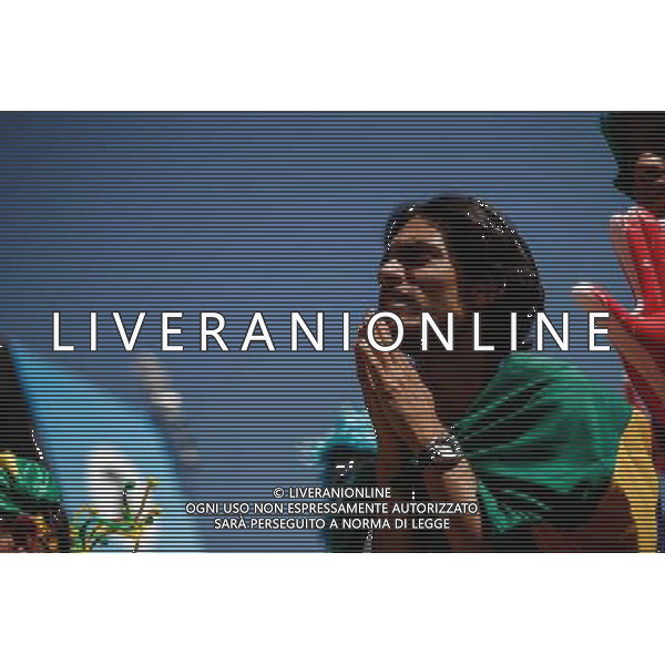 (140628) -- BRASILIA, June 28, 2014 () -- A Brazil\'s fan reacts while watching the broadcast of a Round of 16 match between Brazil and Chile at the FIFA Fan Fest in Brasilia, Brazil, on June 28, 2014. Brazil won 4-3 (3-2 in penalties) over Chile and qualified for Quarter-finals on Saturday. (/Jhon Paz) ©PHOTOSHOT/Agenzia Aldo Liverani sas - ITALY ONLY - EDITORIAL USE ONLY - Brasile Vs Cile Coppa del Mondo di calcio Fifa 2014 28 giugno 2014. Brasile ha vinto 4-3 (3-2 ai calci di rigore) e si qualifica per Quarti di finale