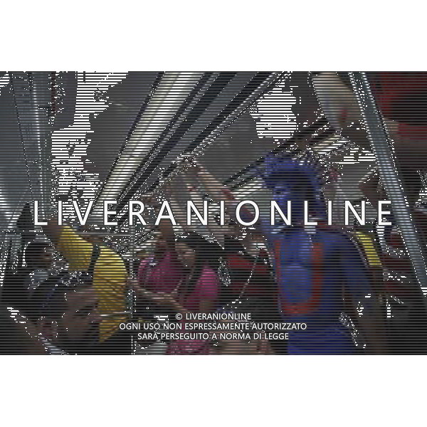 (140626) -- RECIFE, June 26, 2014 (Xinhua) -- A supporter of the U.S. is seen on a train to the Arena Pernambuco Stadium where a Group G match between the U.S. and Germany of 2014 FIFA World Cup is held, in Recife, Brazil, June 26, 2014. Germany won 1-0 over the U.S. on Thursday. Germany and the U.S. enter Round of 16 from Group G. (Xinhua/Mauricio Valenzuela)(pcy) ©PHOTOSHOT/Agenzia Aldo Liverani sas - ITALY ONLY - EDITORIAL USE ONLY - Stati Uniti vs Germania partita del Gruppo G Coppa del mondo FIFA 2014 26 giugno 2014. Germania ha vinto 1-0