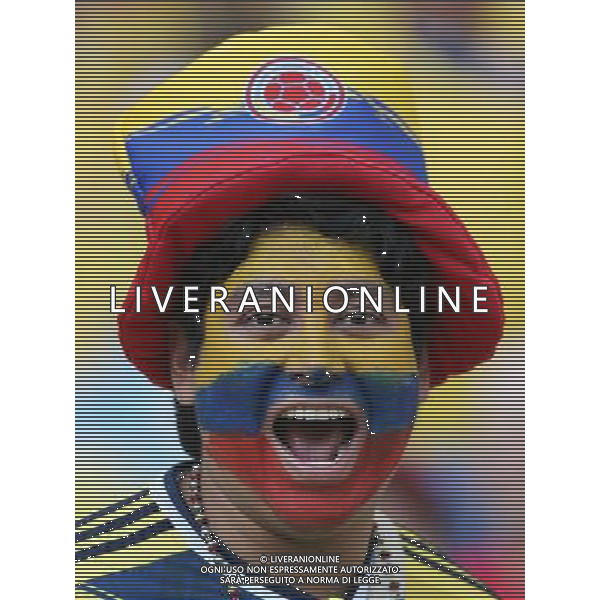 (140628) -- RIO DE JANEIRO, June 28, 2014 () -- A Colombia\'s fan poses before a Round of 16 match between Colombia and Uruguay of 2014 FIFA World Cup at the Estadio do Maracana Stadium in Rio de Janeiro, Brazil, on June 28, 2014.(/Xu Zijian)(rh) ©PHOTOSHOT/Agenzia Aldo Liverani sas - ITALY ONLY - EDITORIAL USE ONLY - Uruguay vs Colombia Coppa del Mondo FIFA 2014 Estadio do Stadio Maracana\' di Rio de Janeiro, in Brasile, il 28 giugno 2014. La Colombia ha vinto per 2-0 contro l\'Uruguay e si qualifica per Quarti di finale