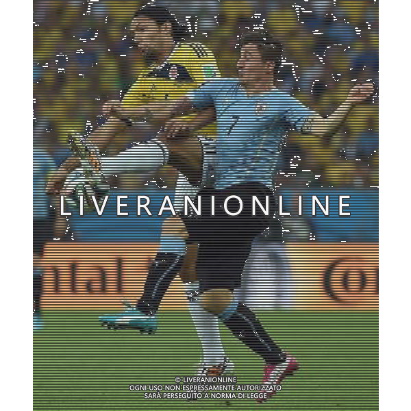 (140628) -- RIO DE JANEIRO, June 28, 2014 () -- Colombia\'s Abel Aguilar vies with Uruguay\'s Cristian Rodriguez during a Round of 16 match between Colombia and Uruguay of 2014 FIFA World Cup at the Estadio do Maracana Stadium in Rio de Janeiro, Brazil, on June 28, 2014.(/Wang Yuguo)(rh) ©PHOTOSHOT/Agenzia Aldo Liverani sas - ITALY ONLY - EDITORIAL USE ONLY - Uruguay vs Colombia Coppa del Mondo FIFA 2014 Estadio do Stadio Maracana\' di Rio de Janeiro, in Brasile, il 28 giugno 2014. La Colombia ha vinto per 2-0 contro l\'Uruguay e si qualifica per Quarti di finale