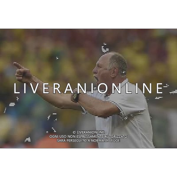 (140628) -- BELO HORIZONTE, June 28, 2014 () -- Brazil\'s coach Luiz Felipe Scolari gives instructions during a Round of 16 match between Brazil and Chile of 2014 FIFA World Cup at the Estadio Mineirao Stadium in Belo Horizonte, Brazil, on June 28, 2014.(/Qi Heng)(pcy) AG ALDO LIVERANI SAS ONLY ITALY
