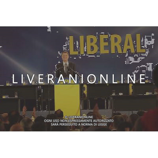 (140628) -- BUCHAREST, June. 28, 2014 () -- Klaus Iohannis addresses the delegates to the National Liberal Party Congress in Bucharest, Romania, on June 28, 2014. Romania\'s main opposition the National Liberal Party(PNL) in its Congress on Saturday elected Interim Chairman Klaus Iohannis Chairman of the party. (/Gabriel Petrescu) AG ALDO LIVERANI SAS ONLY ITALY