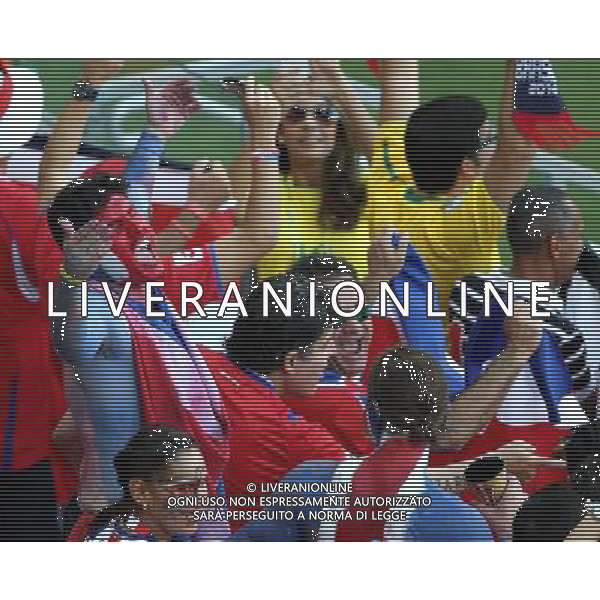 (140629) -- RECIFE, June 29, 2014 () -- Costa Rica\'s fans watch a Round of 16 match between Costa Rica and Greece of 2014 FIFA World Cup at the Arena Pernambuco Stadium in Recife, Brazil, on June 29, 2014.(/Cao Can)(rh) AG ALDO LIVERANI SAS ONLY ITALY